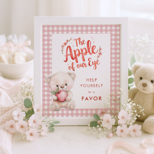 Apple of Eye Gingham Baby Shower Favour Sign