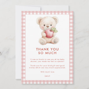 Apple of Eye Gingham Bear Baby Shower Thank You Card