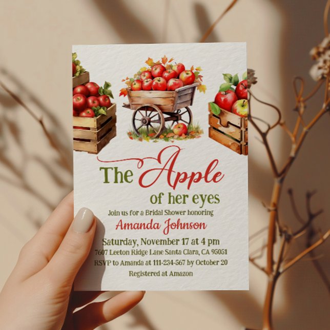 Apple of Her Eye Fall Market Basket Bridal Shower Invitation (Creator Uploaded)