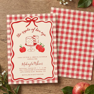 Apple of Her Eye Gingham Coquette Bridal Shower Invitation