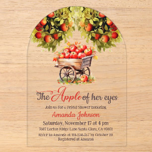 Apple of Her Eyes Farmer Market Fall Bridal Shower Acrylic Invitations