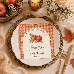 Apple Of My Eye Autumn Gingham Baby Shower Napkin