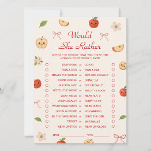 Apple of My Eye Baby Shower Would She Rather Game  Invitation