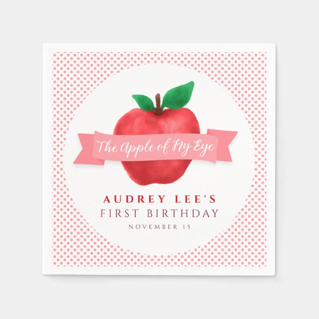 Apple of my eye fall | summer theme first birthday napkin (Front)