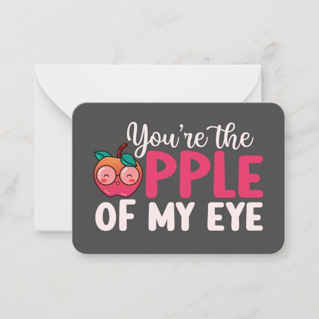 Apple Of My Eye Funny Pun Cute Valentine's Day Card (Front)