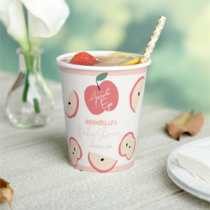 Apple of my Eye Pink Girl Baby Shower Paper Cups