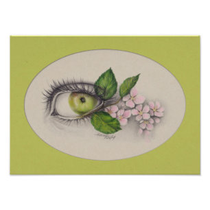 Apple of my eye Surreal drawing art Green Photo Print