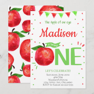 Apple of our Eye 1st Birthday Invitation