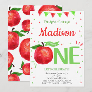 Apple of our Eye 1st Birthday Invitation