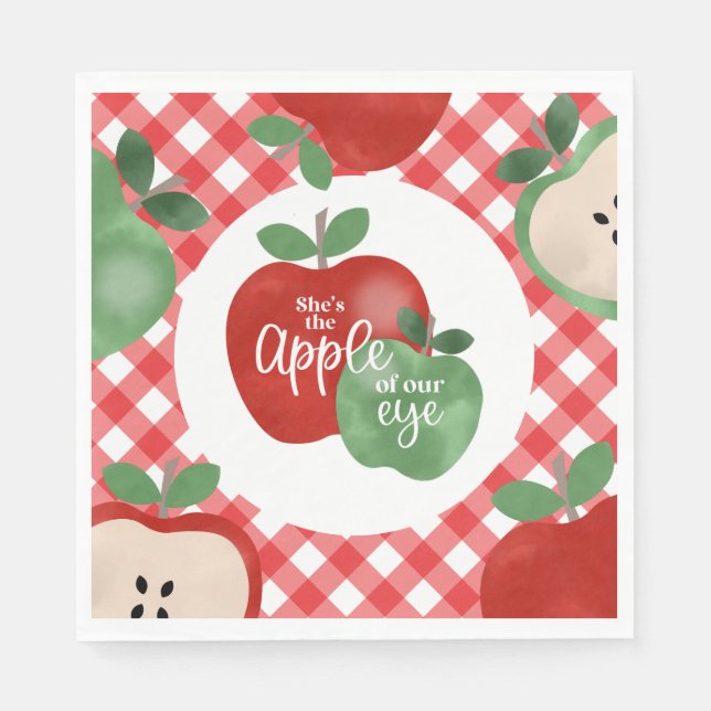 Apple of our Eye 1st Birthday Paper Plates Napkin (Front)