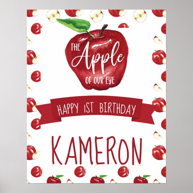 Apple of Our Eye, Any Age Happy Birthday Party Poster (Front)