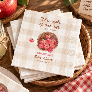apple of our eye apple basket baby shower napkin