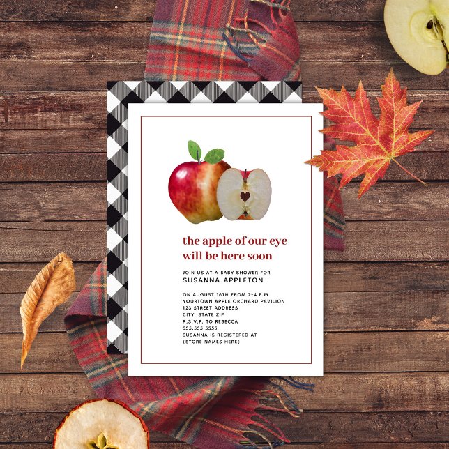 Apple Of Our Eye Autumn Fall Plaid Baby Shower  Invitation (Creator Uploaded)