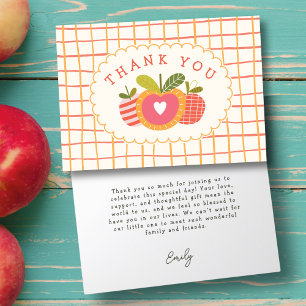 Apple of Our Eye Autumn Theme Pattern Baby Shower Thank You Card