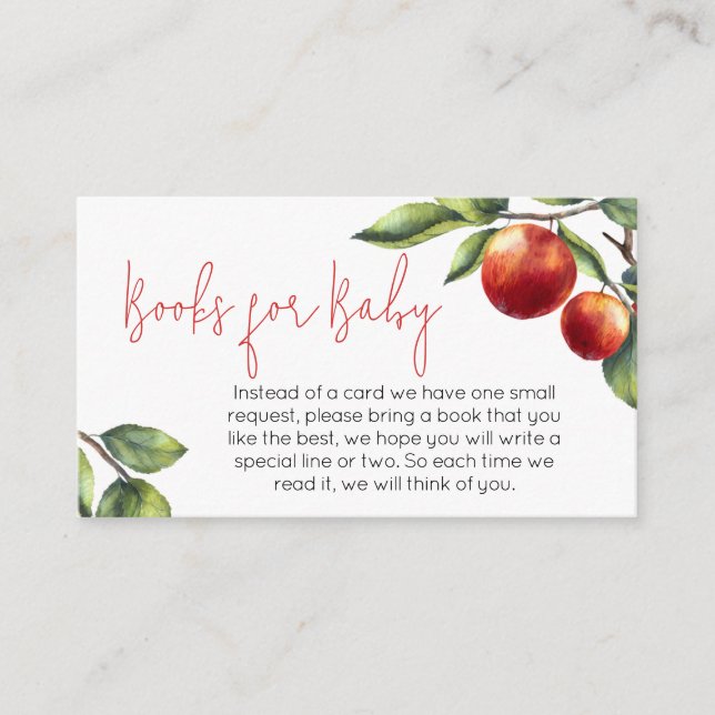 Apple of Our Eye Baby Shower Books for Baby Enclosure Card (Front)