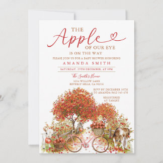 Apple of Our Eye Baby Shower Bow Orange Gingham Invitation