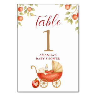 Apple of our Eye Baby Shower Carriage Floral Table Number
