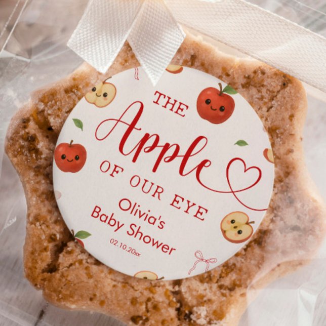 Apple of Our Eye Baby Shower Classic Round Sticker (Creator Uploaded)