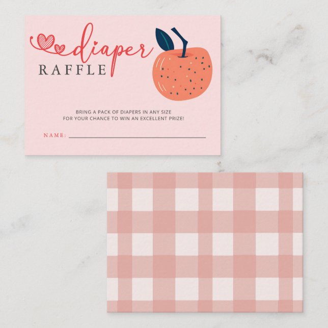 Apple of Our Eye Baby Shower Diaper Raffle Enclosure Card (Front/Back)
