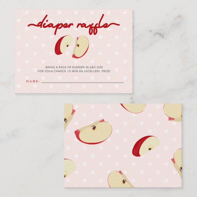 Apple of Our Eye Baby Shower Diaper Raffle Enclosure Card (Front/Back)