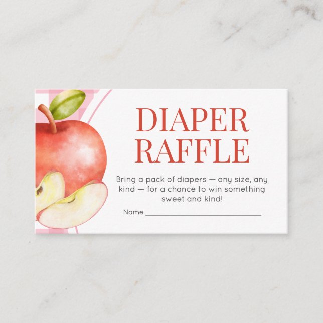Apple of Our Eye Baby Shower Diaper Raffle Enclosure Card (Front)