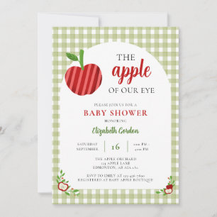 Apple of Our Eye Baby Shower Gingham Sweet Invitation