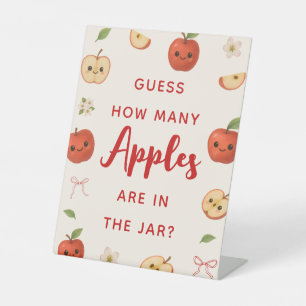 Apple of Our Eye Baby Shower Guess How Many Apples Pedestal Sign