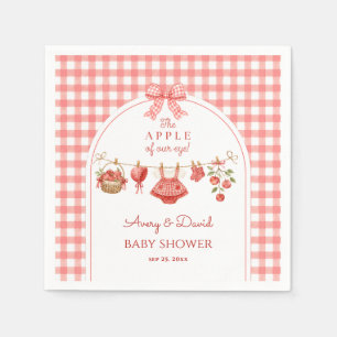 Apple of Our Eye Baby Shower Red Gingham Napkin