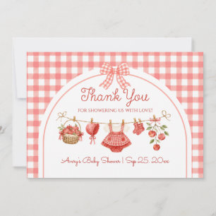 Apple of Our Eye Baby Shower Red Gingham Thank You Card