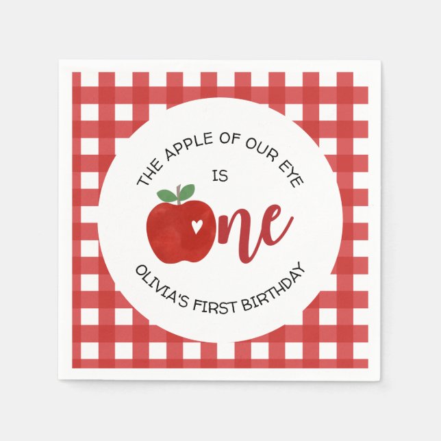 Apple of our eye birthday napkin (Front)