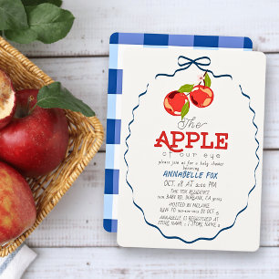 Apple of our Eye Blue Bow Boy Baby Shower Invitation