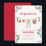 Apple Of Our Eye Botanical Clothesline Baby Shower Invitation<br><div class="desc">Cute adorable cottagecore apple of our eye baby shower theme, Harvest baby shower theme, farmers market baby shower theme, design feature red preppy watercolor apple harvest eucalyptus clothesline with "The apple of our eye" text, this design perfect for both baby boy and baby girl baby shower, you can customize your...</div>