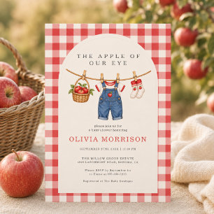 Apple of Our Eye Boy Gingham Baby Shower Invitation