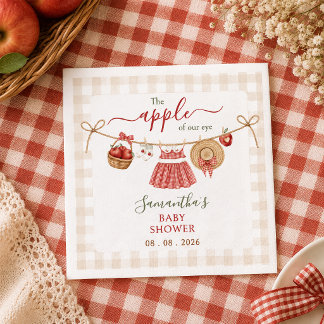 Apple Of Our Eye clothesline gingham Baby Shower  Napkin
