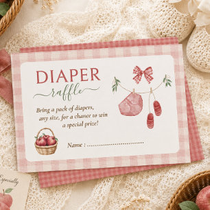 Apple of our eye fall Baby Shower diaper raffle Enclosure Card