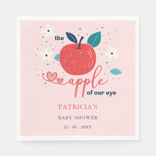 Apple of Our Eye Fall Girl Baby Shower Napkin (Front)