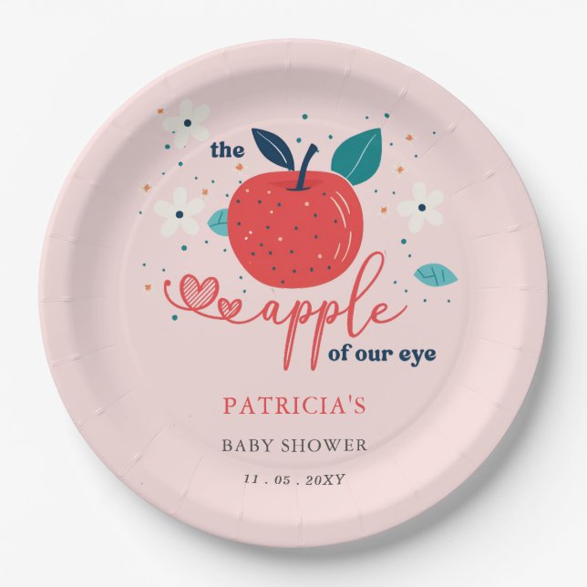 Apple of Our Eye Fall Girl Baby Shower Paper Plate (Front)