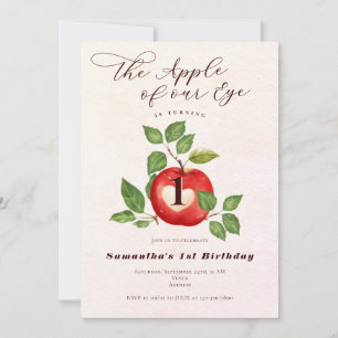 Apple Of Our Eye Fall Harvest Rustic 1st Birthday Invitation
