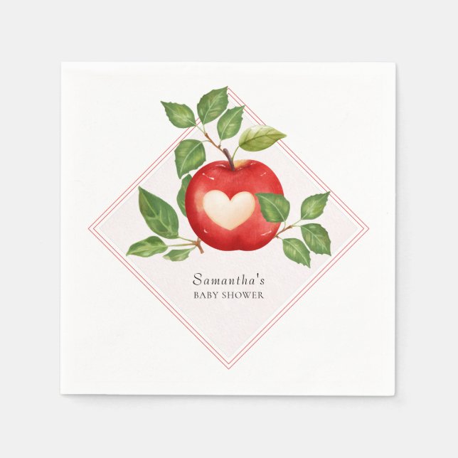 Apple Of Our Eye Fall Harvest Rustic Baby Shower Napkin (Front)