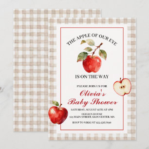 Apple of our eye fall plaid Baby Shower Invitation
