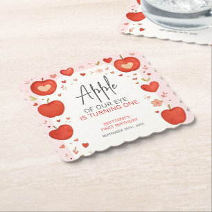 Apple of Our Eye Fall Themed Birthday Paper Coaster