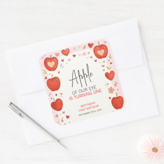 Apple of Our Eye Fall Themed Birthday Square Sticker