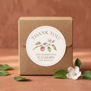 Apple Of Our Eye First Birthday Thank You Favour Classic Round Sticker