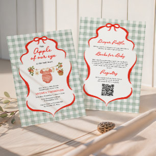 Apple of Our Eye Gingham All in One Baby Shower Invitation