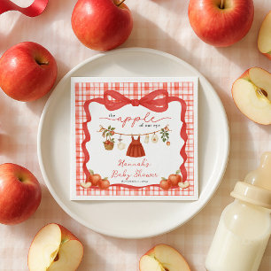 Apple of Our Eye Girl Clothesline Baby Shower Napkin