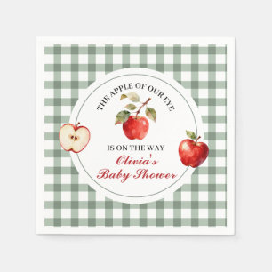 Apple of our eye green plaid Baby Shower Napkin