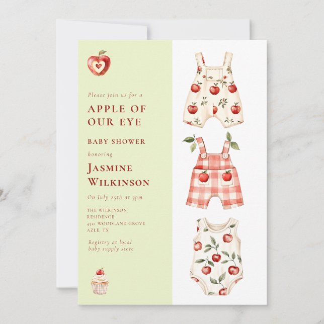 Apple of Our Eye modern watercolor Baby Shower  Invitation (Front)