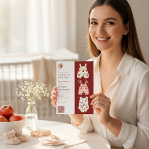 Apple of Our Eye modern watercolor  QR code Invitation