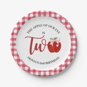 Apple of our eye Pink bow 2nd birthday Paper Plate