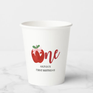 Apple of our eye Pink bow birthday Paper Cups